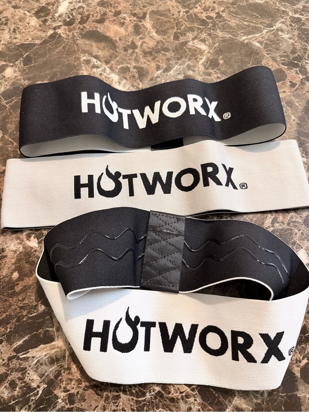 HOTWORX Fabric Resistance Bands — Black & White Set